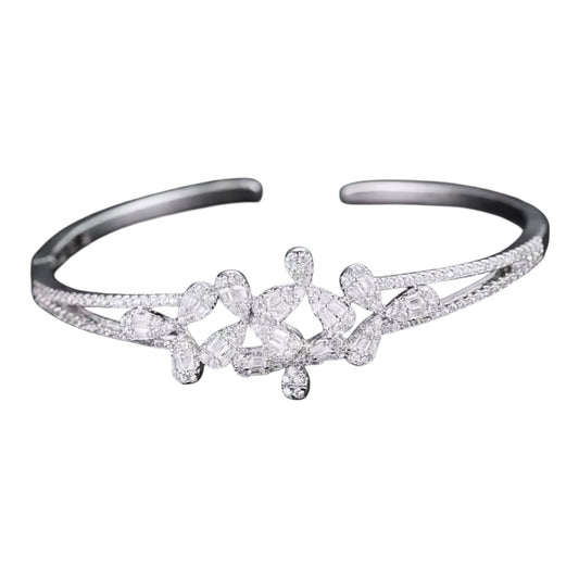 Flower Silver Fine Bangle