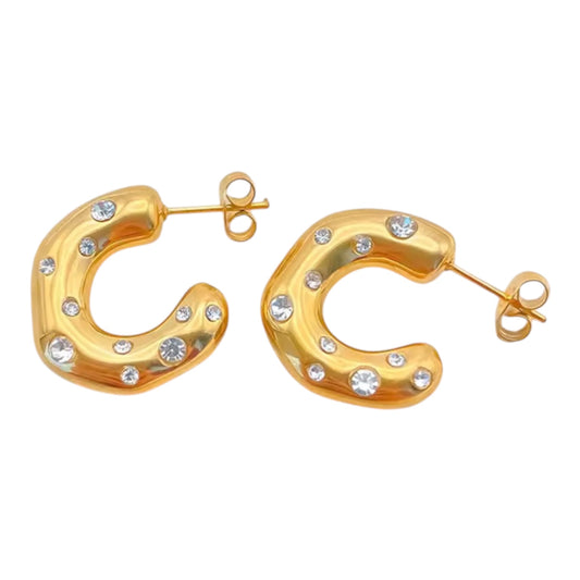 Cluster CZ Hoop Earrings