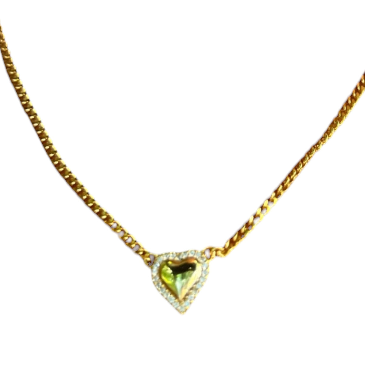 Puff Heart Boarded CZ Necklace