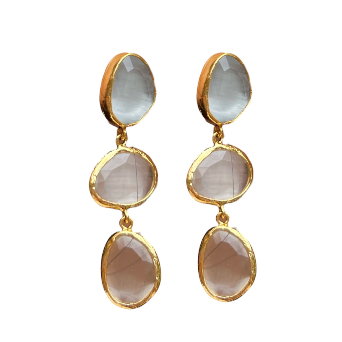 Grey Cats Eye Earrings