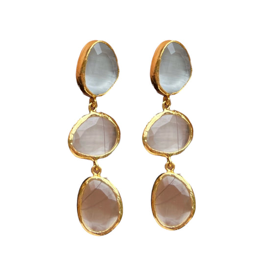 Grey Cats Eye Earrings