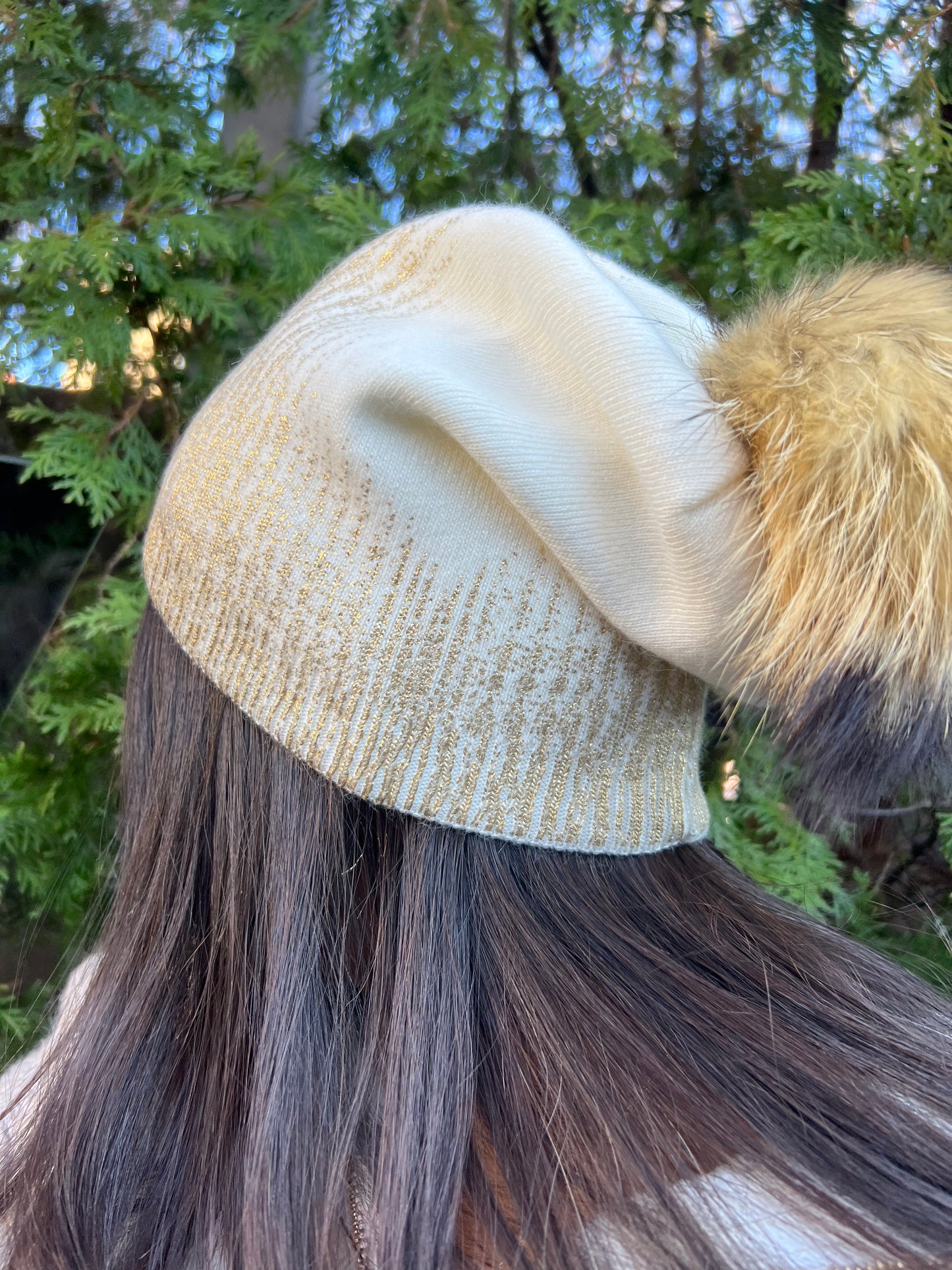 Metallic PomPom Hat