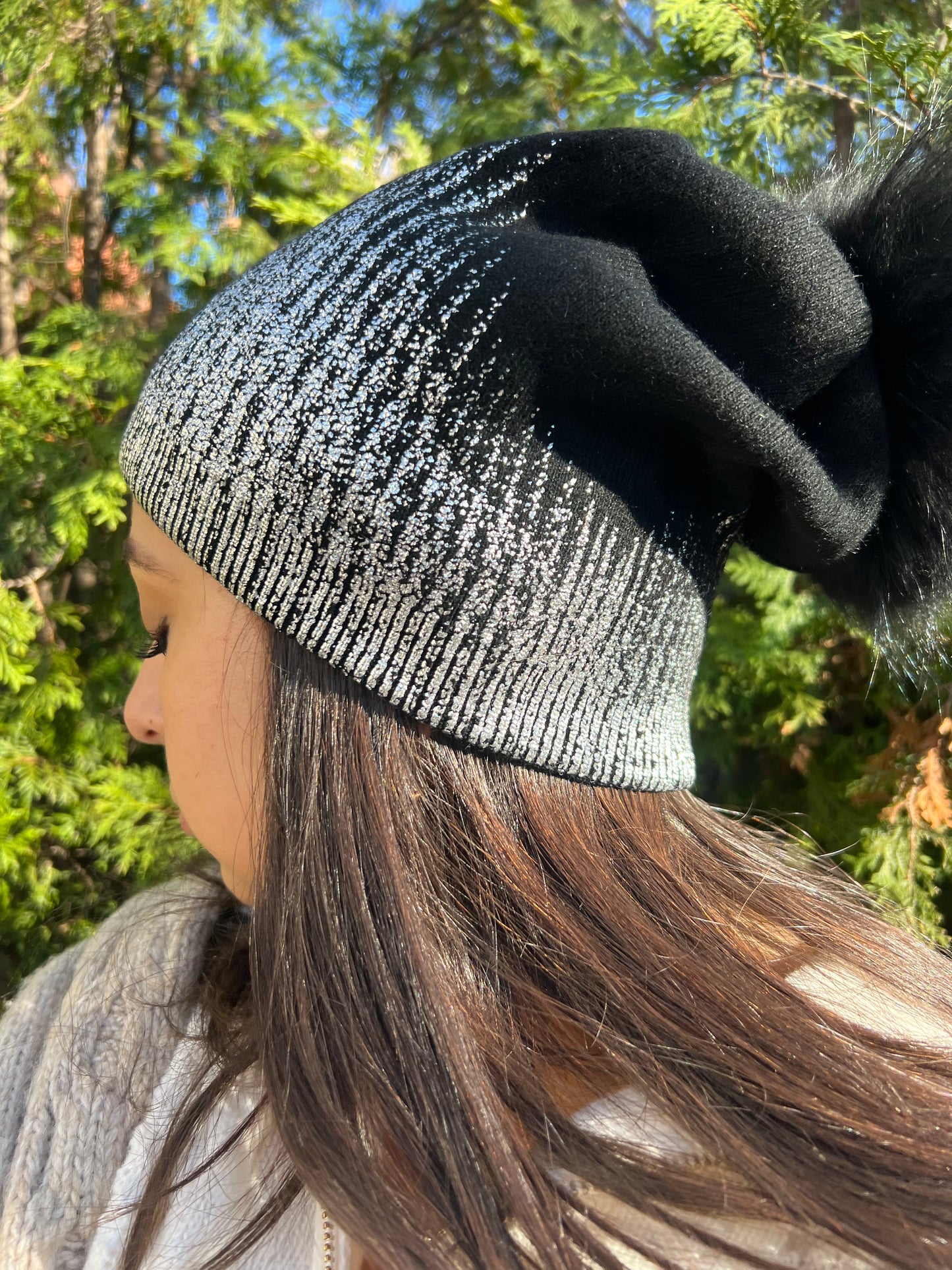 Metallic PomPom Hat