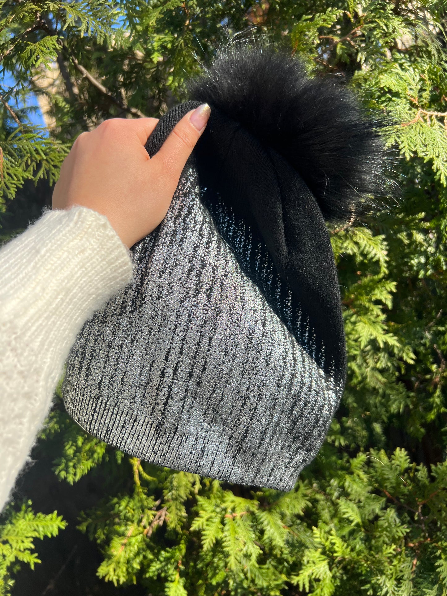 Metallic PomPom Hat