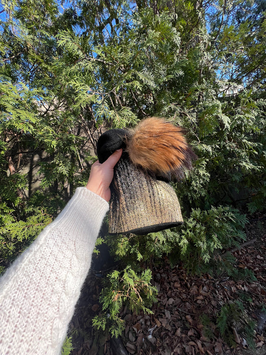 Metallic PomPom Hat