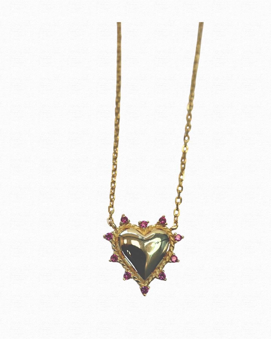 Puff Pink Heart Necklace
