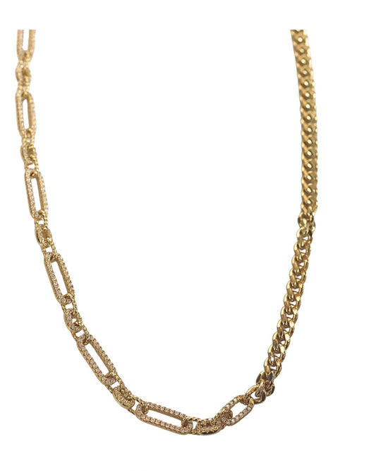Cz paperclip x Chain necklace