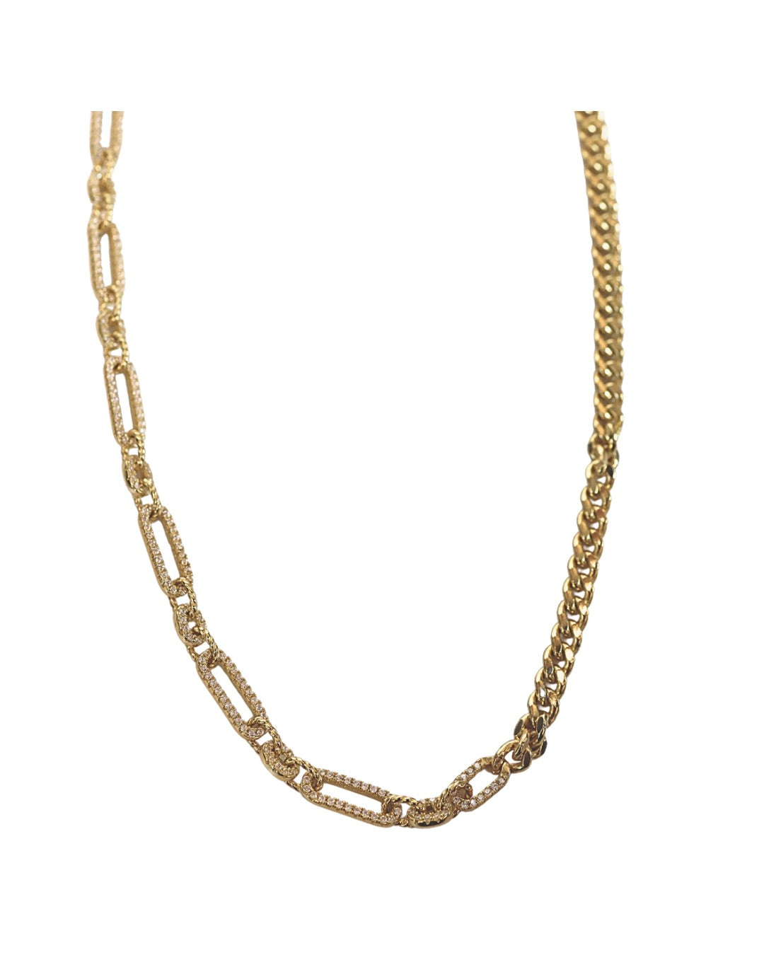 Cz paperclip x Chain necklace