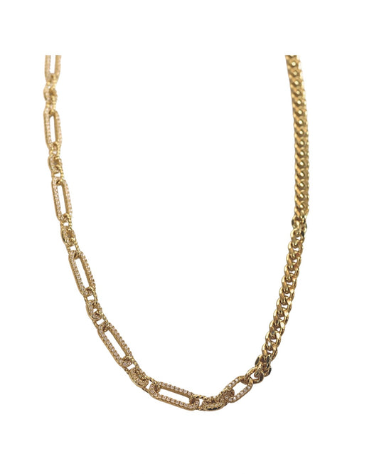 Cz paperclip x Chain necklace