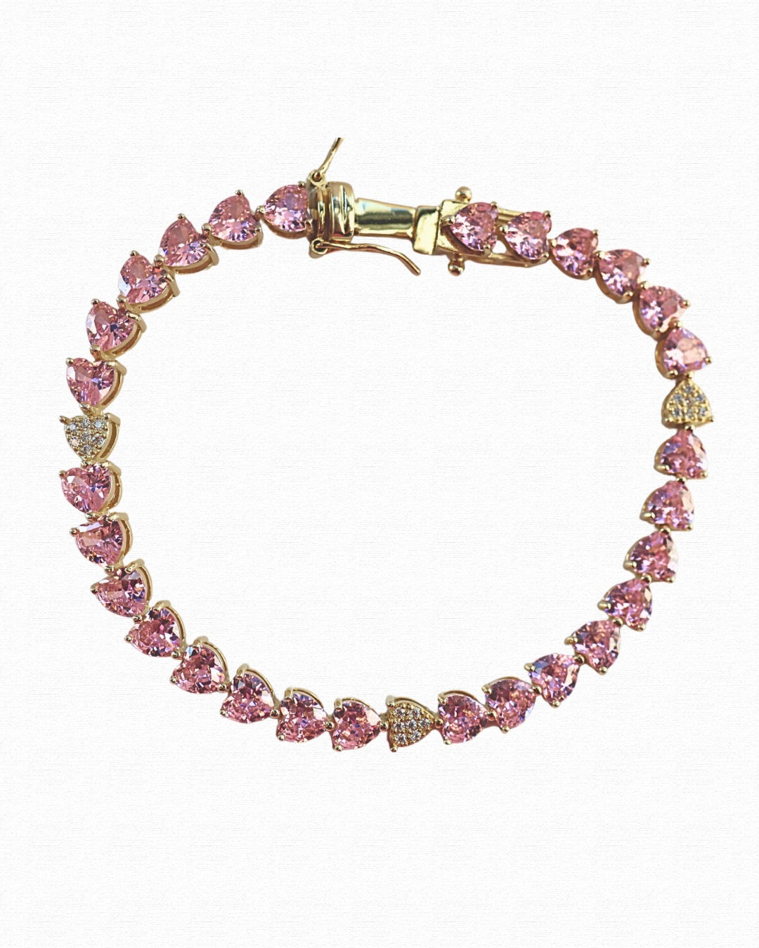 Pink Sapphire Heart Tennis Bracelet