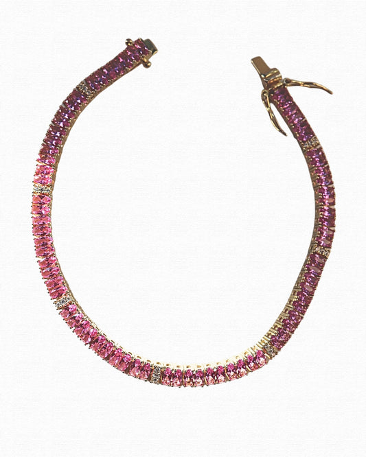 Pink Sapphire Oval Tennis Bracelet