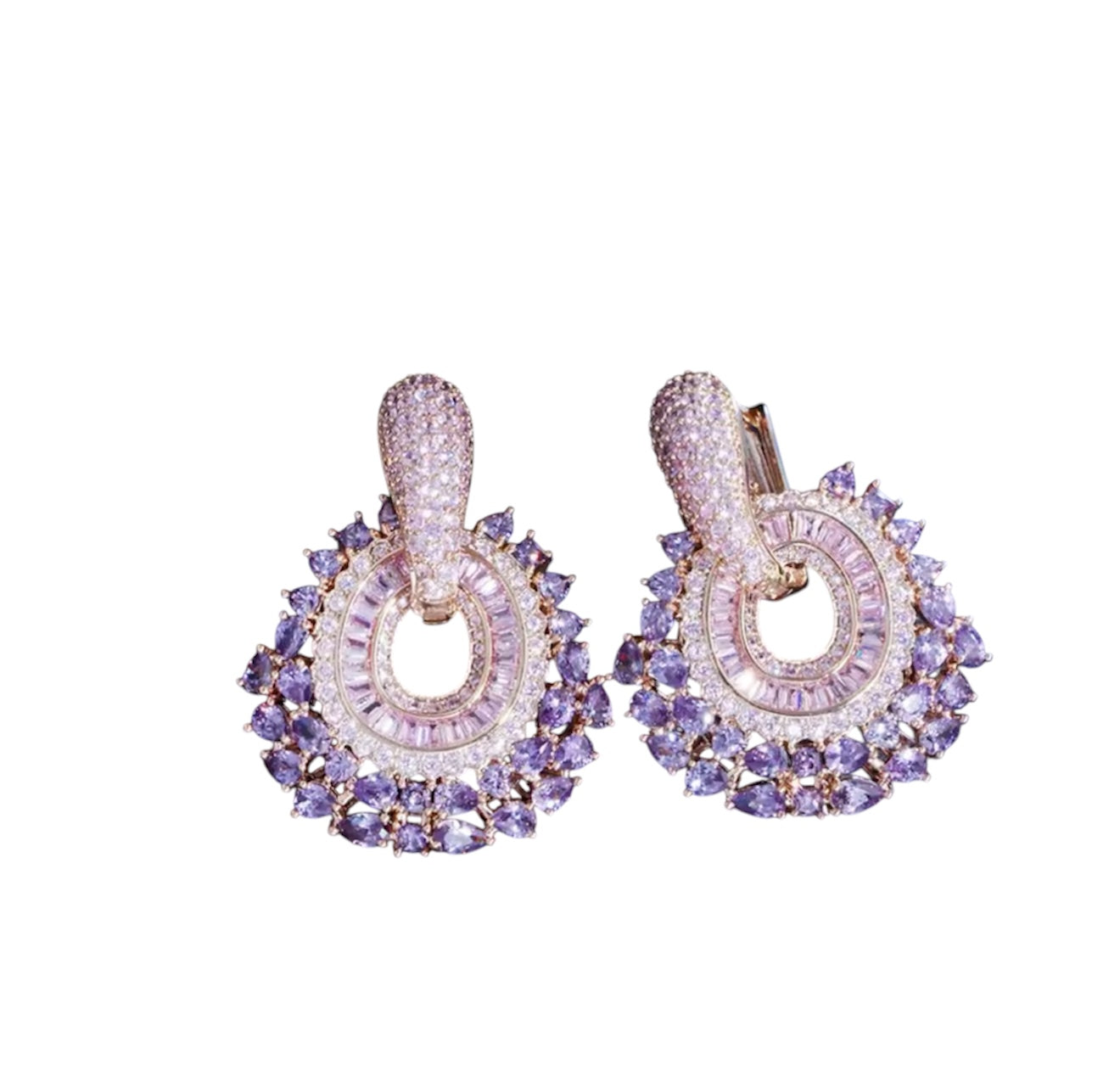 Hanging Purple Statement Earrings