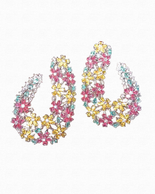 Floral hanging Loop Earrings