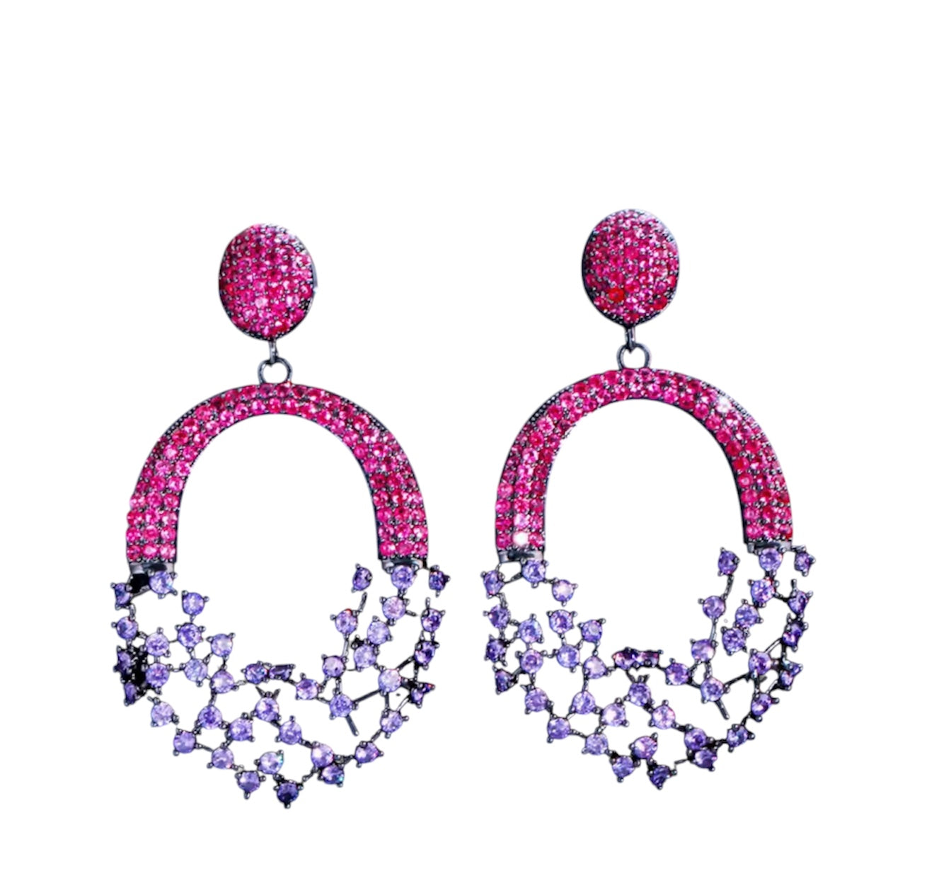Pink and Purple CZ Earrings