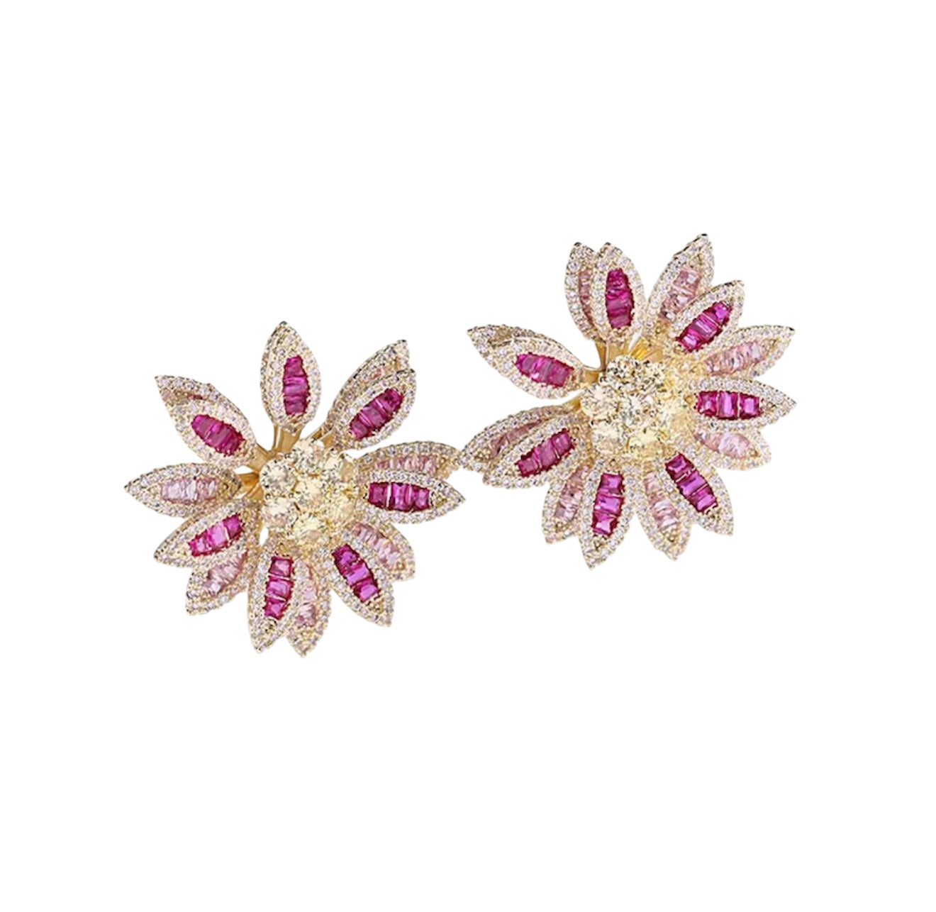 Two Toned Pink Flower Earrings