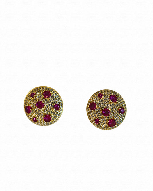 Bedazzled Stud Earrings (Ruby/Blue)