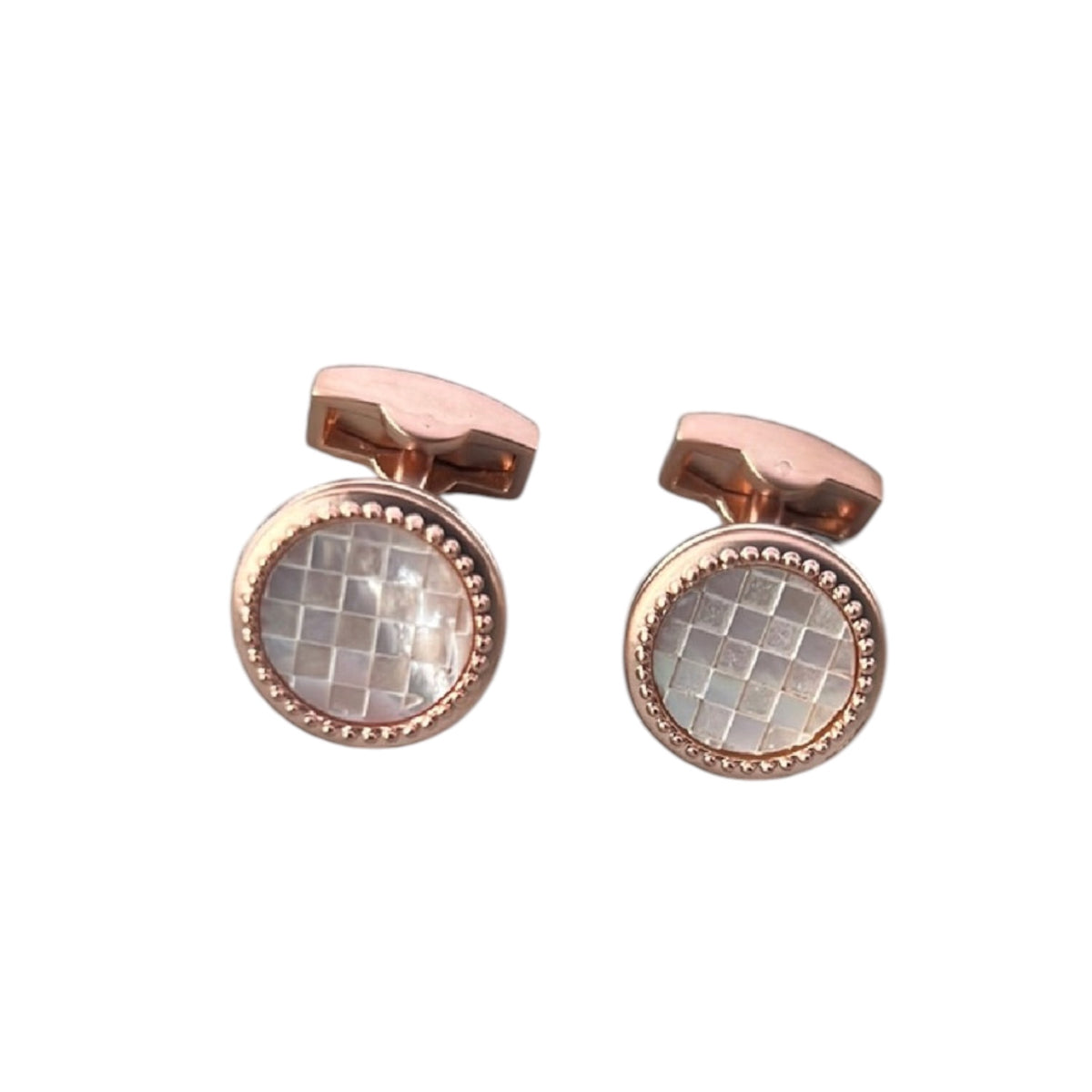 Rose gold pearl cufflinks
