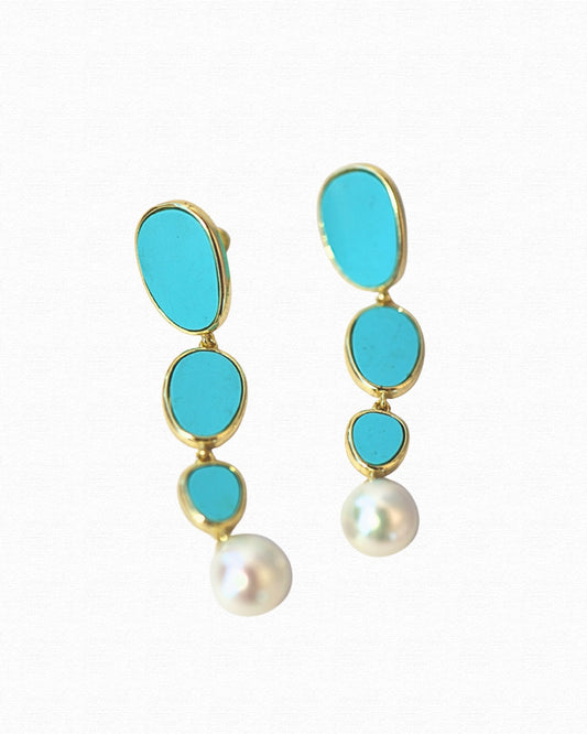 Turquoise Pearl Stylish Earrings