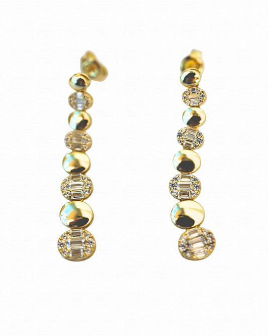 Puff Oval X CZ Earrings