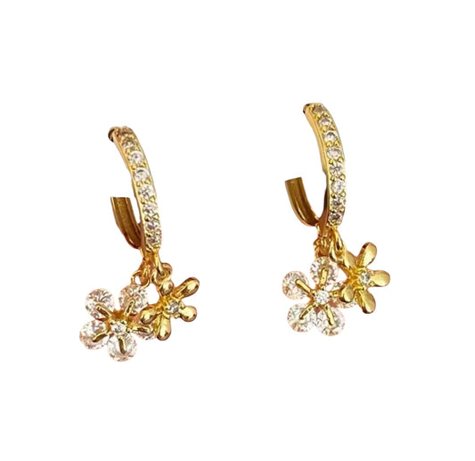 Double Flower Hoop Earrings