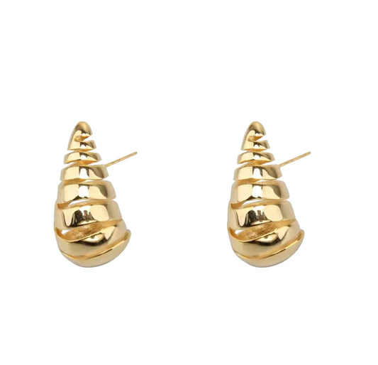 Lined Mini Chunk Gold Earrings