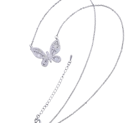 Emerald Cut Butterfly Necklace