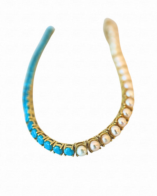 Turquoise x Pearl Tennis Bracelet
