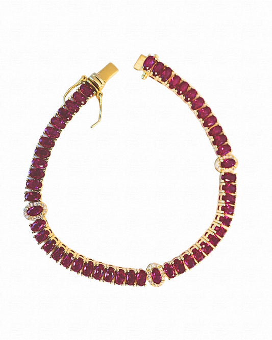 Rubellite Oval Tennis Bracelet