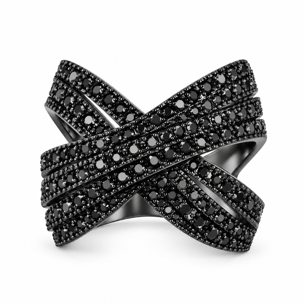 Black CZ Twist Ring