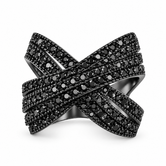Black CZ Twist Ring