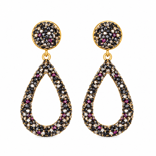 Tear Drop Black Earrings