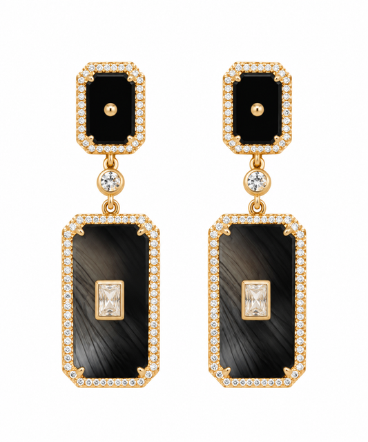 Vintage Vibed Modern Black Onyx Earrings