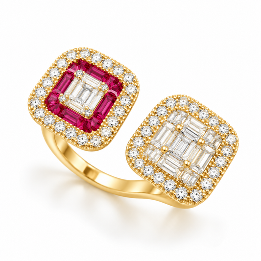 Pink Double Squared Ring