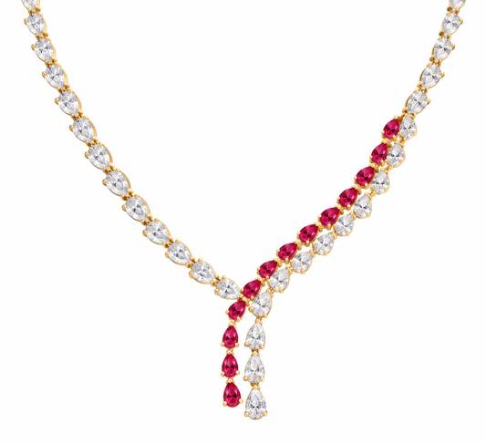 Ruby Tennis Waterfall Necklace