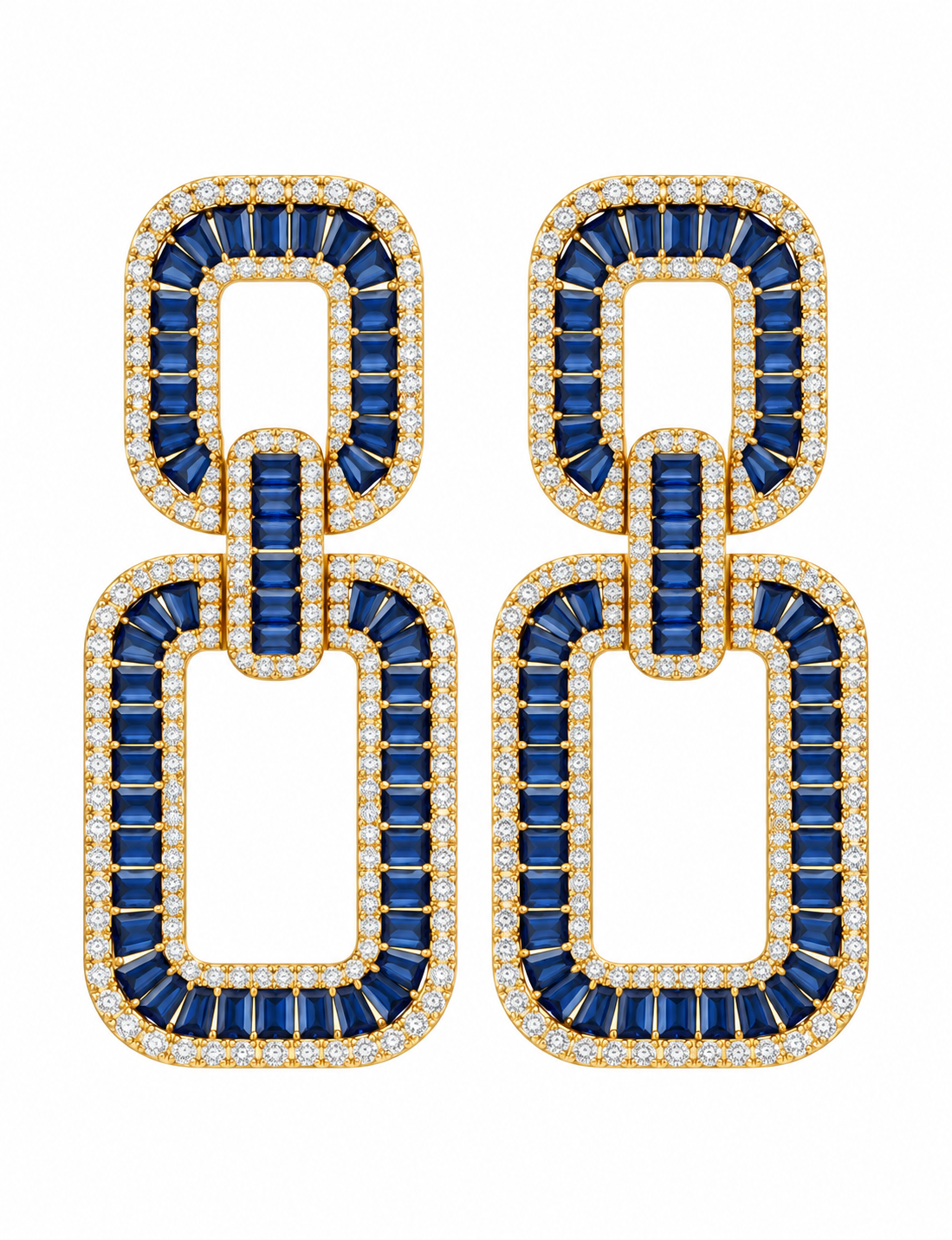 Blue Squared Hanging Earrings