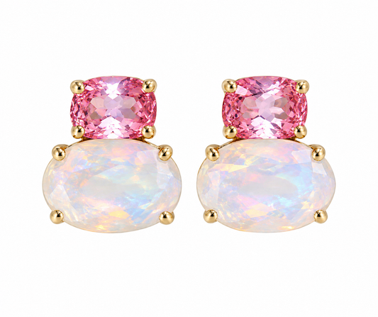 Double Oval Pink Sapphire n Moon Stone