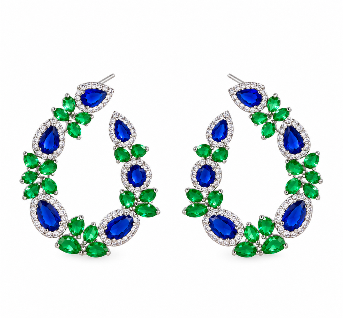 Emerald Green X Blue Sapphire Earrings