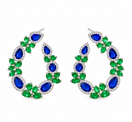Emerald Green X Blue Sapphire Earrings