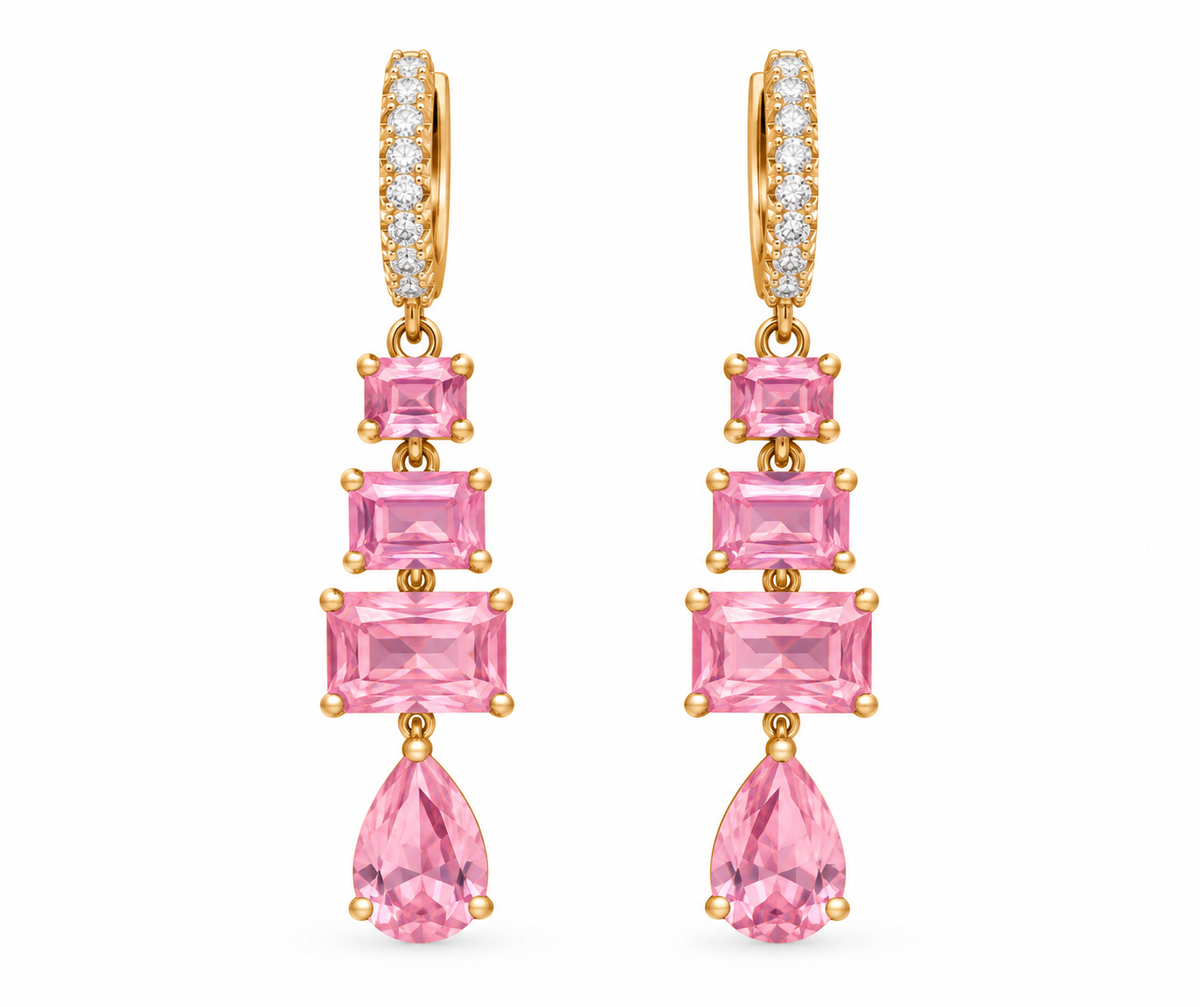 Shaped Pink Smokey Quartz Earrings