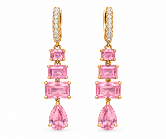 Shaped Pink Smokey Quartz Earrings