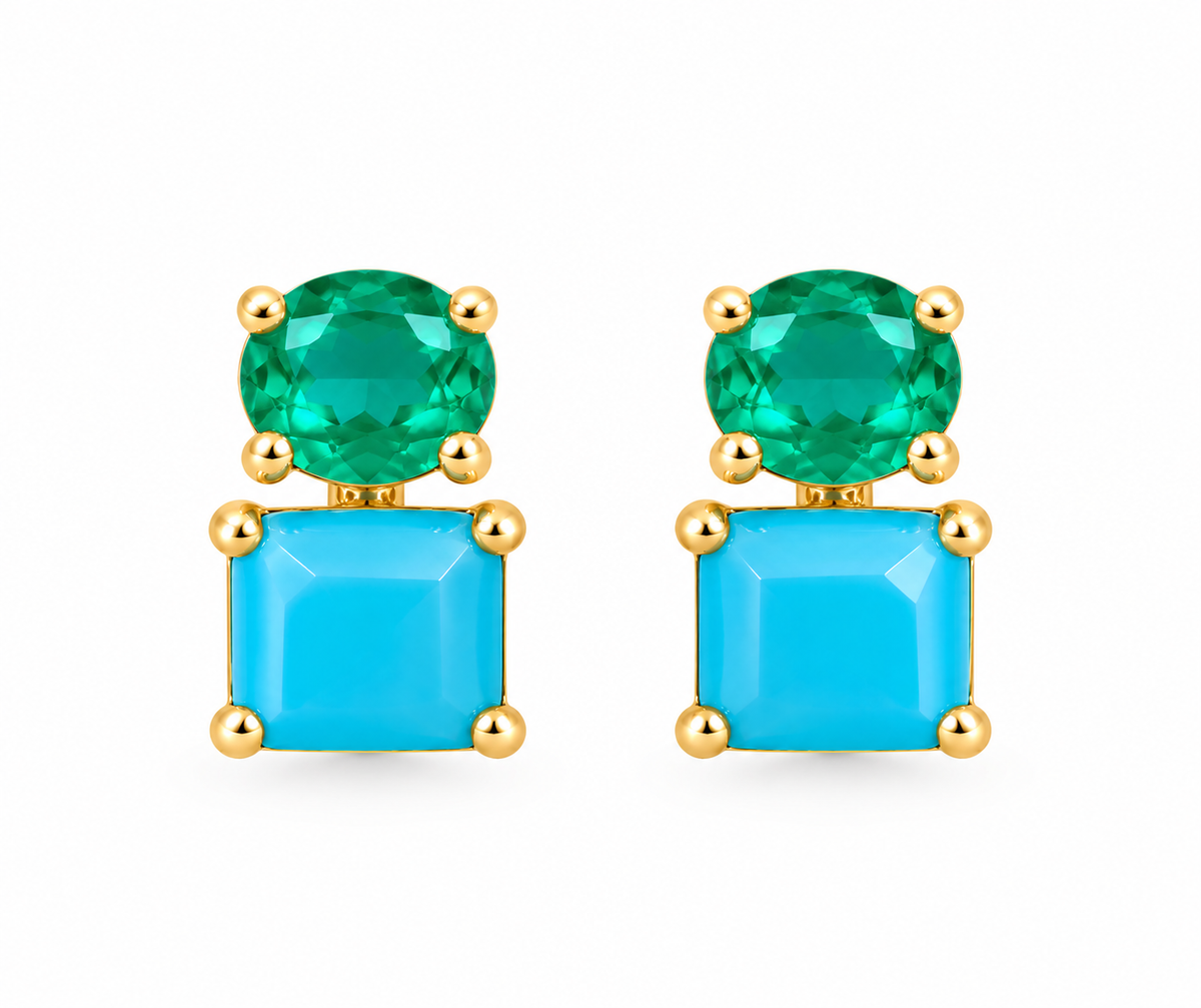 Turquoise X Smokey Aquamarine Earrings