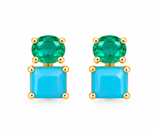Turquoise X Smokey Aquamarine Earrings