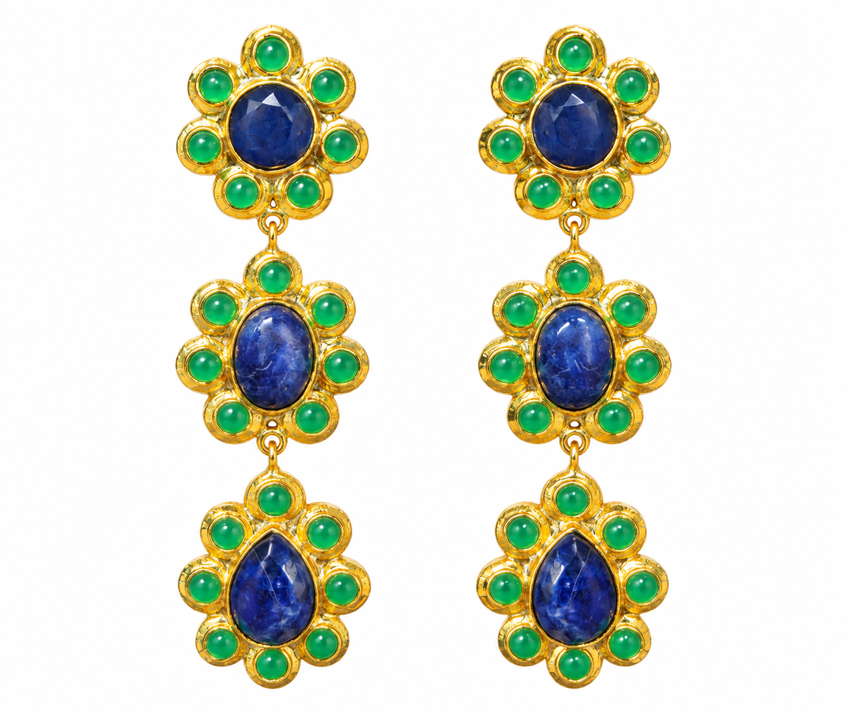 Blue X Green Hanging Earrings
