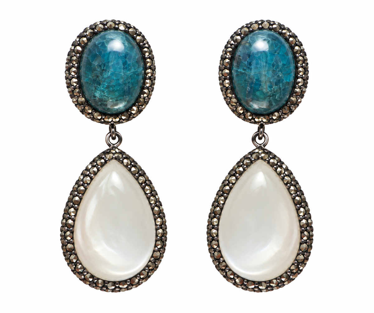 Blue X white Swarovski Earrings