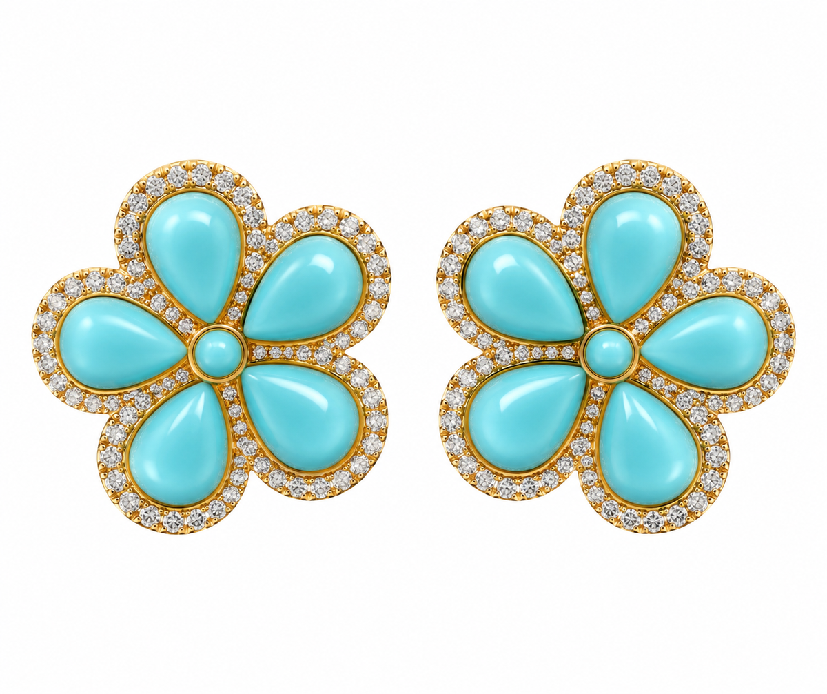 Turquoise X Floral Earrings