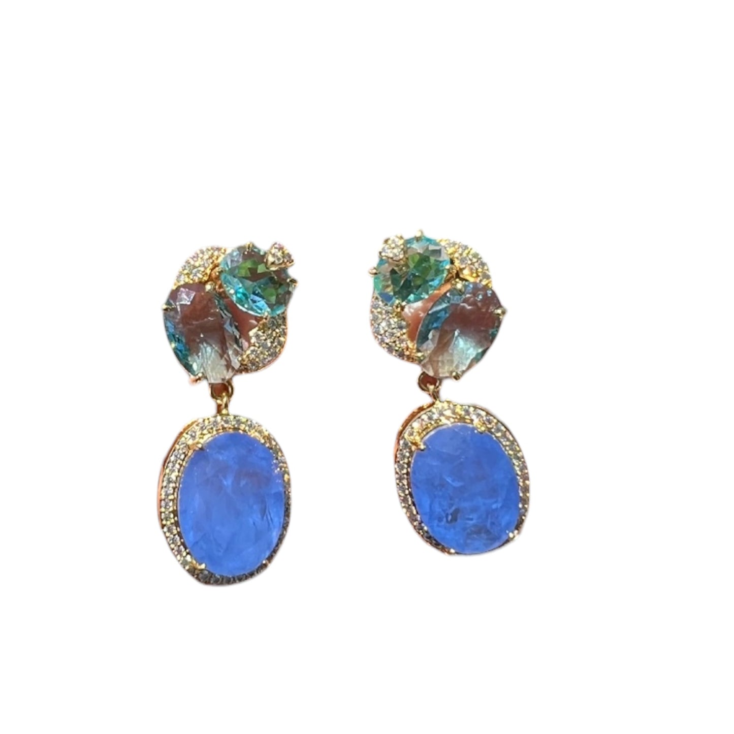 Blue Pastel Cluster Earrings