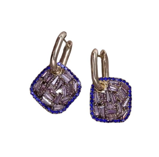 Blue Amethyst Dazzled Hoop earrings