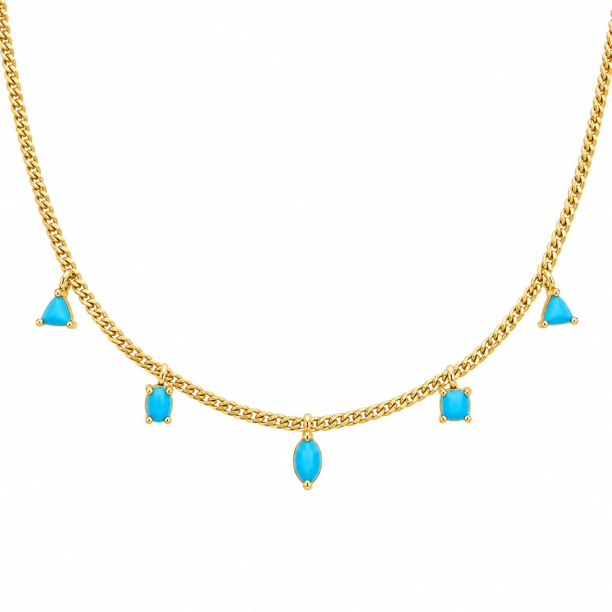 Gold X Turquoise Charm Necklace
