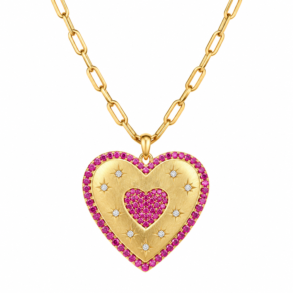 Burst of Pink Heart Necklace