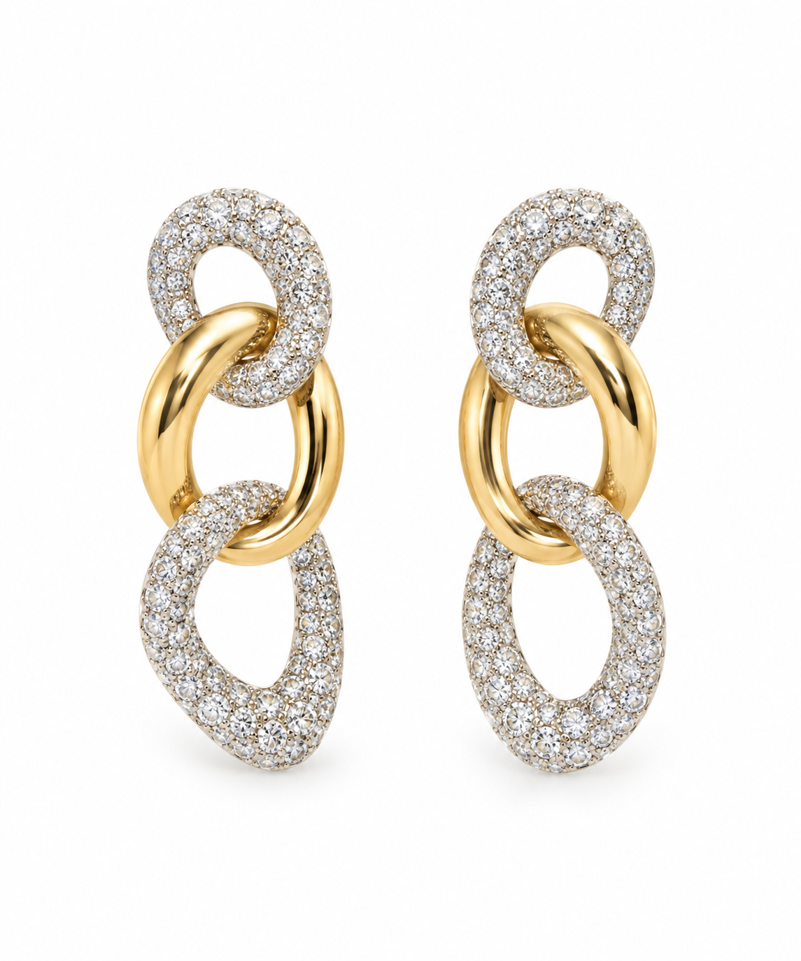 Chain Earrings with CZ Center